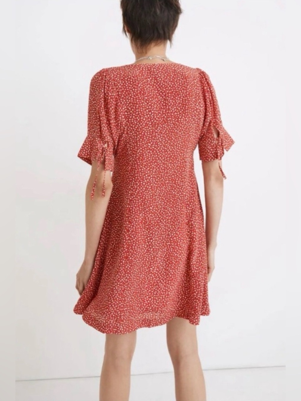 Madewell Button Down Dress, Mini Floral Print, Red, 14 - Picture 2 of 7